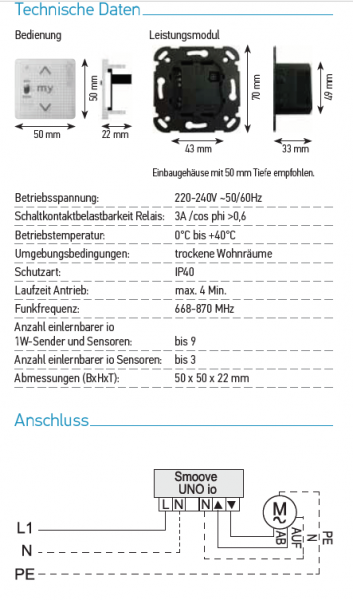 Somfy Smoove Uno A/M io Funkmotorsteuergerät (Edizio)
